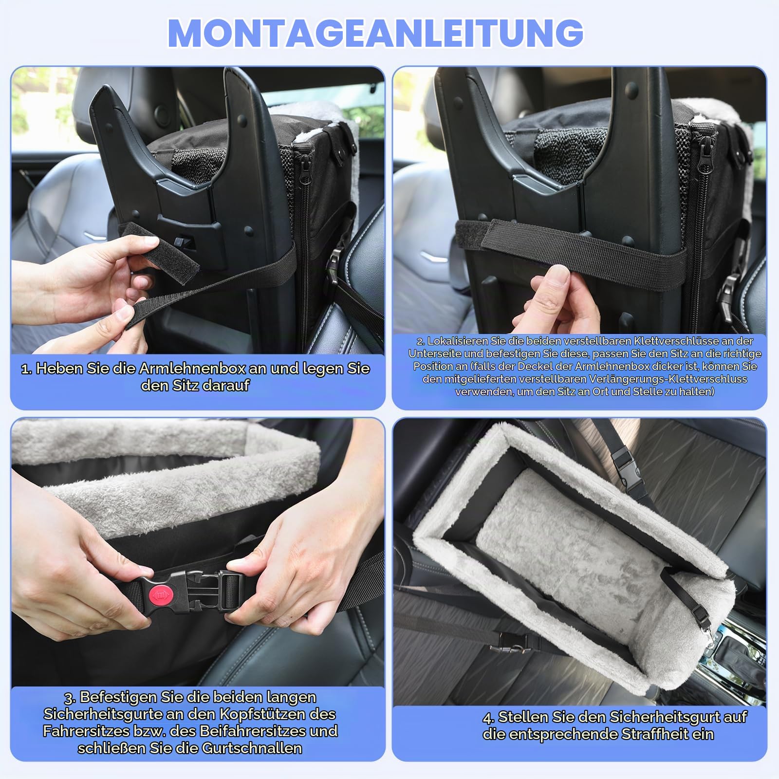 BONTHEE Mittelkonsole Hundesitz für kleine Hunde, Kleiner Hund Auto-Booster-Sitz für das Auto, waschbarer Faltbarer Welpenautositz mit sicheren Schutzhaken für Haustiere bis zu 9 kg