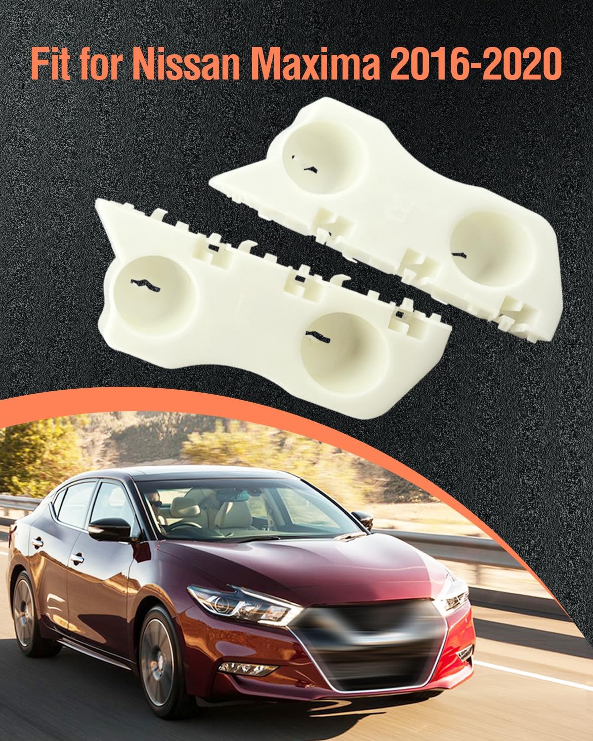 Fit for Nissan Maxima 2016-2020 Front Bumper Fender Brackets Left and Right Replaces 62221-4RA1A 62221-4RA2A 62220-4RA1A 62220-4RA2A White POM Plastic Material 2Pcs