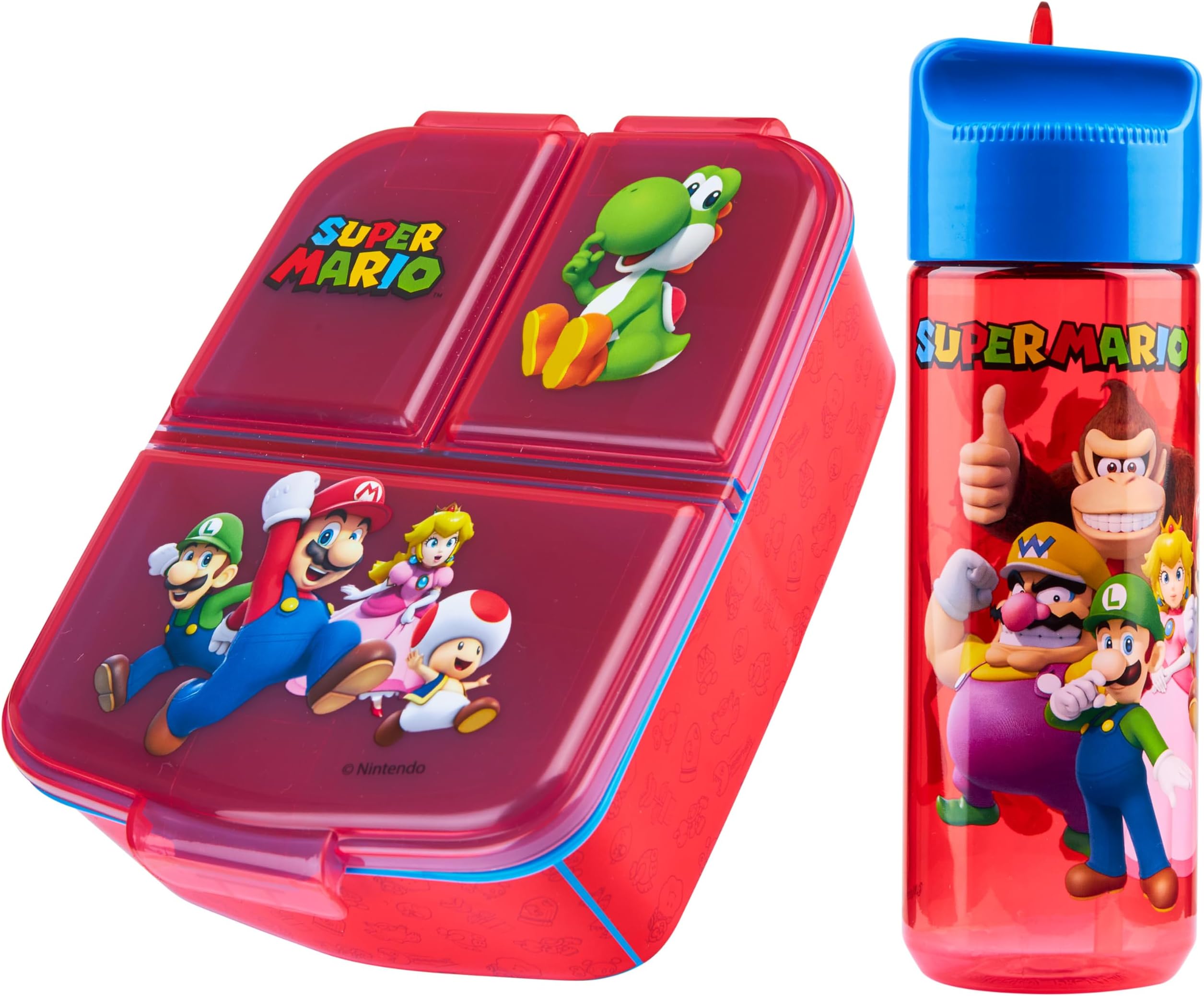Super Mario Lunch Box Set for Kids with Multiple Snack Compartments and Water Bottle Gamer School Supplies Day Trips Holiday