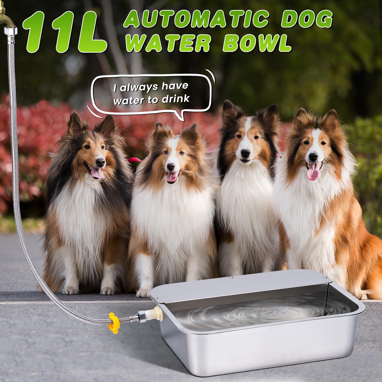 Basen dla psa, automatyczny dozownik wody dla psów, 11 lbs Outdoor Dog Watere miska na wodę ze stali nierdzewnej dla dużych psów, duża miska na wodę ze stali nierdzewnej