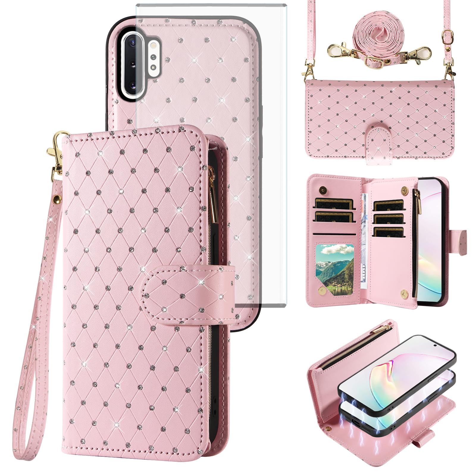 Coque pour Samsung Galaxy Note 10 Plus finition métallisée rose - 8