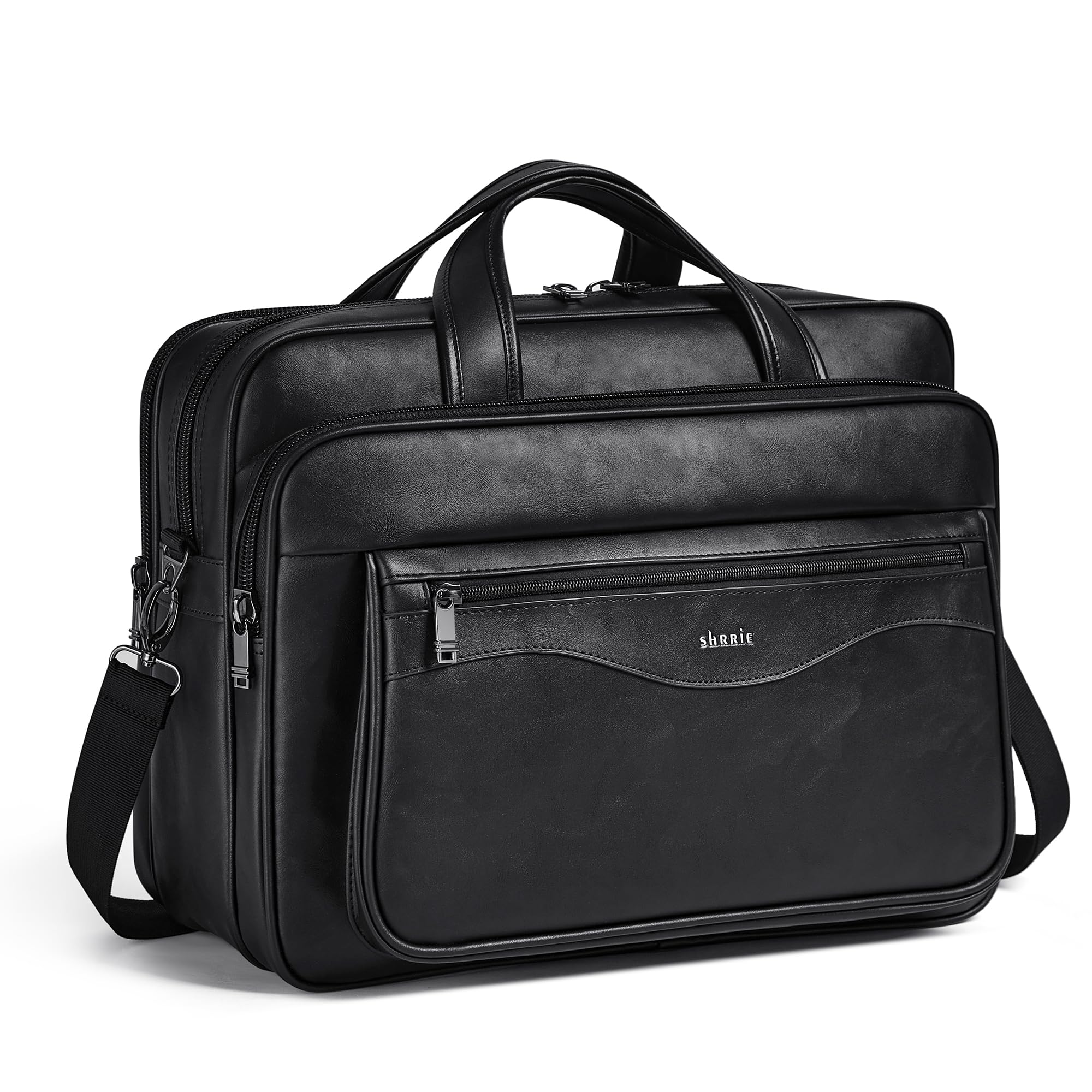Shrrie Groß Leder Messenger Tasche für Männer und Frauen Leder Laptop Tasche