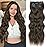 ALXNAN Clip in Hair Extensions for Women,Chocolate Brown with Dark Brown Long Wavy Hair Extensions Clip Ins 4PCS 24 Inch Synthetic Soft and Natural Thick Hair Pieces for Women