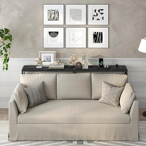 Miniatura 3 de CTBK152E01S2 - Mesa de sofá estrecha de 70.8 pulgadas con estación de carga, paquete de 2 mesas de consola delgadas, mesa larga para pasillo de