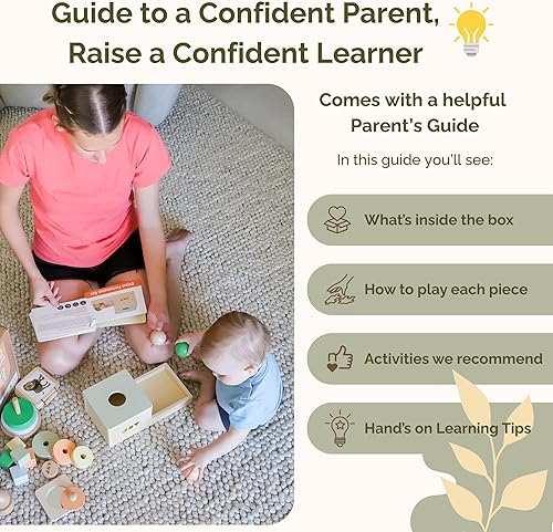 Miniatura 8 de Jackie & Vancie Juguetes Montessori para niños de 1 año, kit de juego sensorial 6 en 1, juguetes de aprendizaje de madera con permanencia de