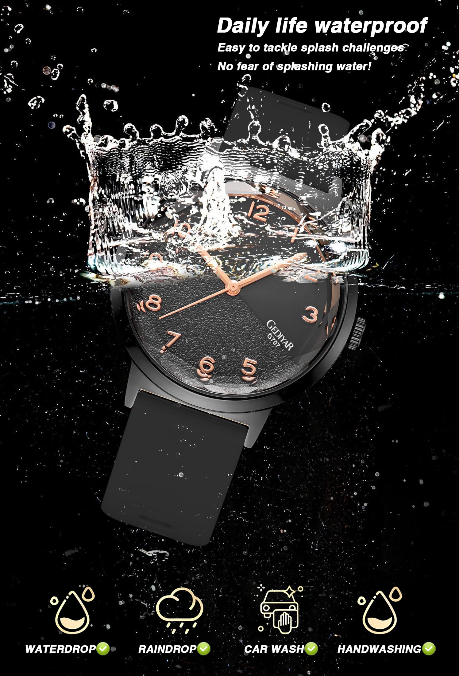 Damen-Armbanduhr, leicht zu lesen, Sport, lässig, wasserdicht, Silikon, Kristallglas, analog, Quarz, Uhr für Damen, Krankenschwester, Damen, Studenten