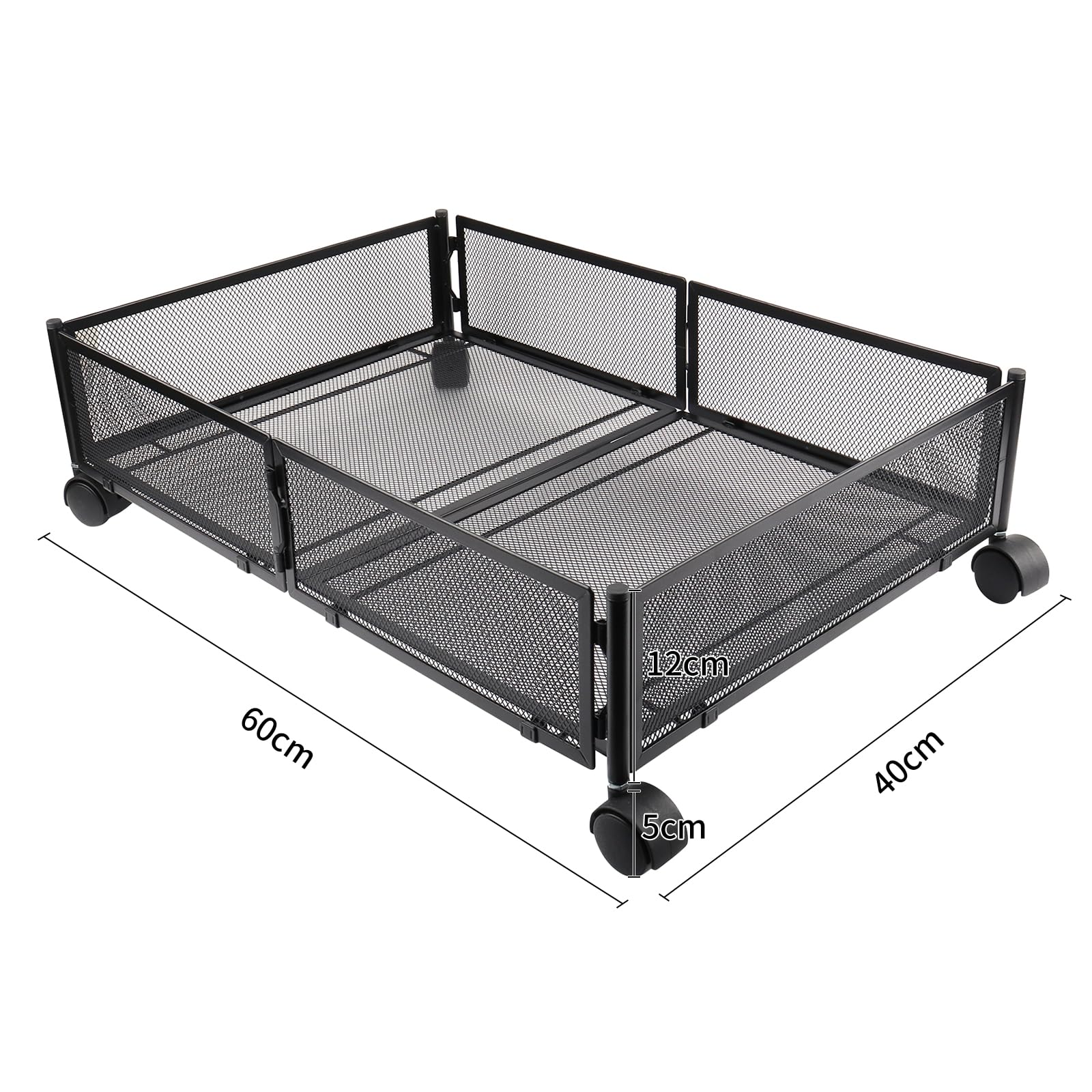 2 P portaoggetti sotto letto con rotelle, scatola portaoggetti sotto letto, cassettiera sotto letto pieghevole in metallo, scatole portaoggetti sotto letto per sotto divano, sotto tavolo (60 x 40 x 17