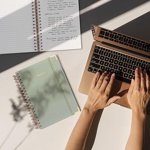 Miniatura 6 de Cuaderno estético grueso en espiral para mujeres en formato B5, moderno cuaderno de notas de lino con rayas universitarias con 300 páginas forradas,