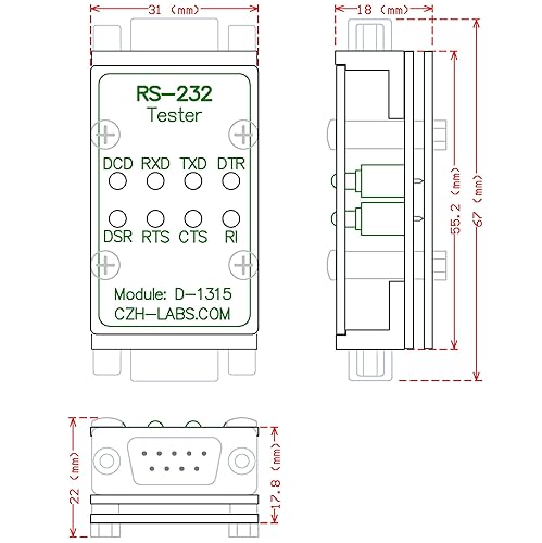 Miniatura 6 de RS232 LED Link Tester Module, DB9 macho a DB9 hembra.