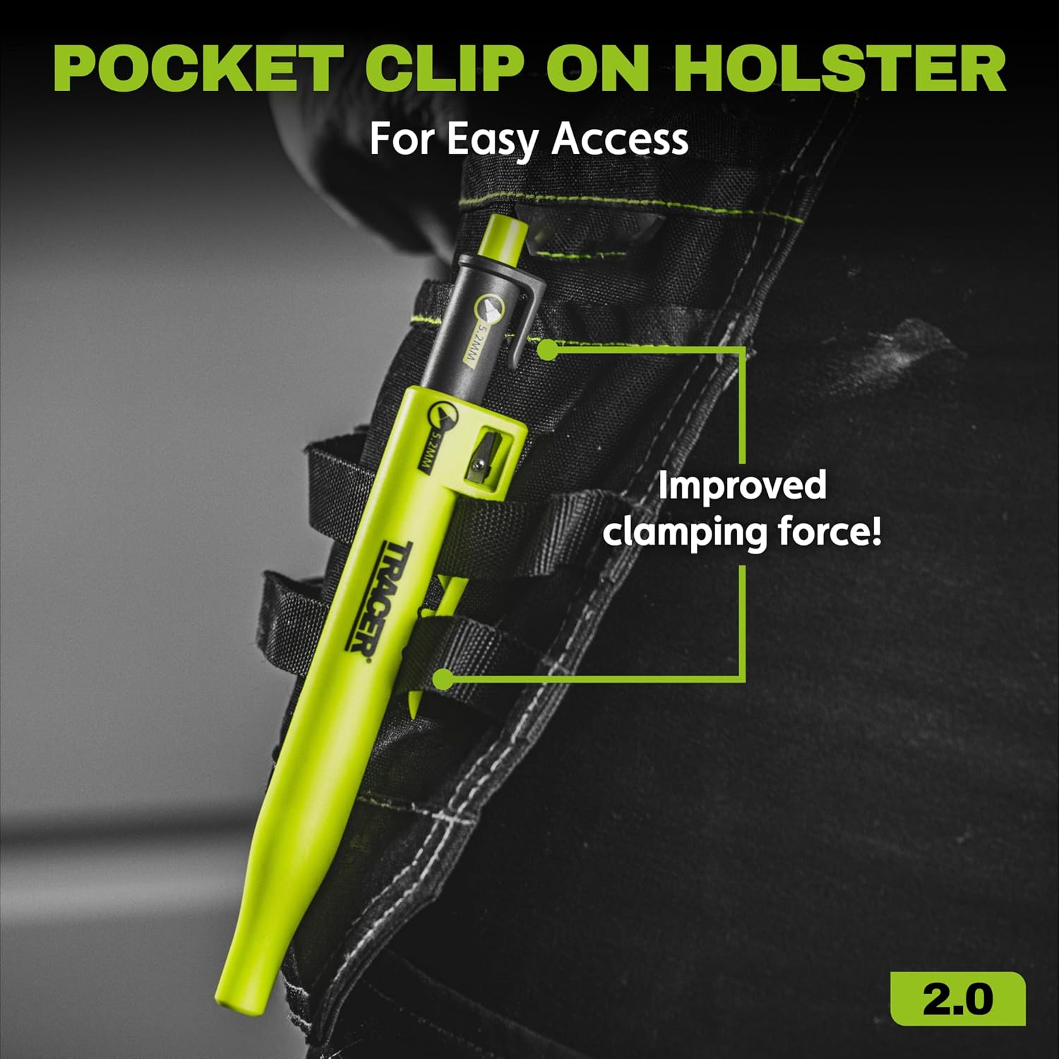 Tracer Carpenter Pencil, 5.2mm Mechanical Construction Pencil with Holster