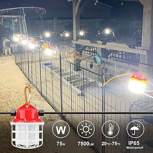 Miniatura 5 de Luces de construcción de 50 pies, 75 W, 7500 lm, súper brillantes, de grado industrial, mejor construcción para iluminación temporal, iluminación al
