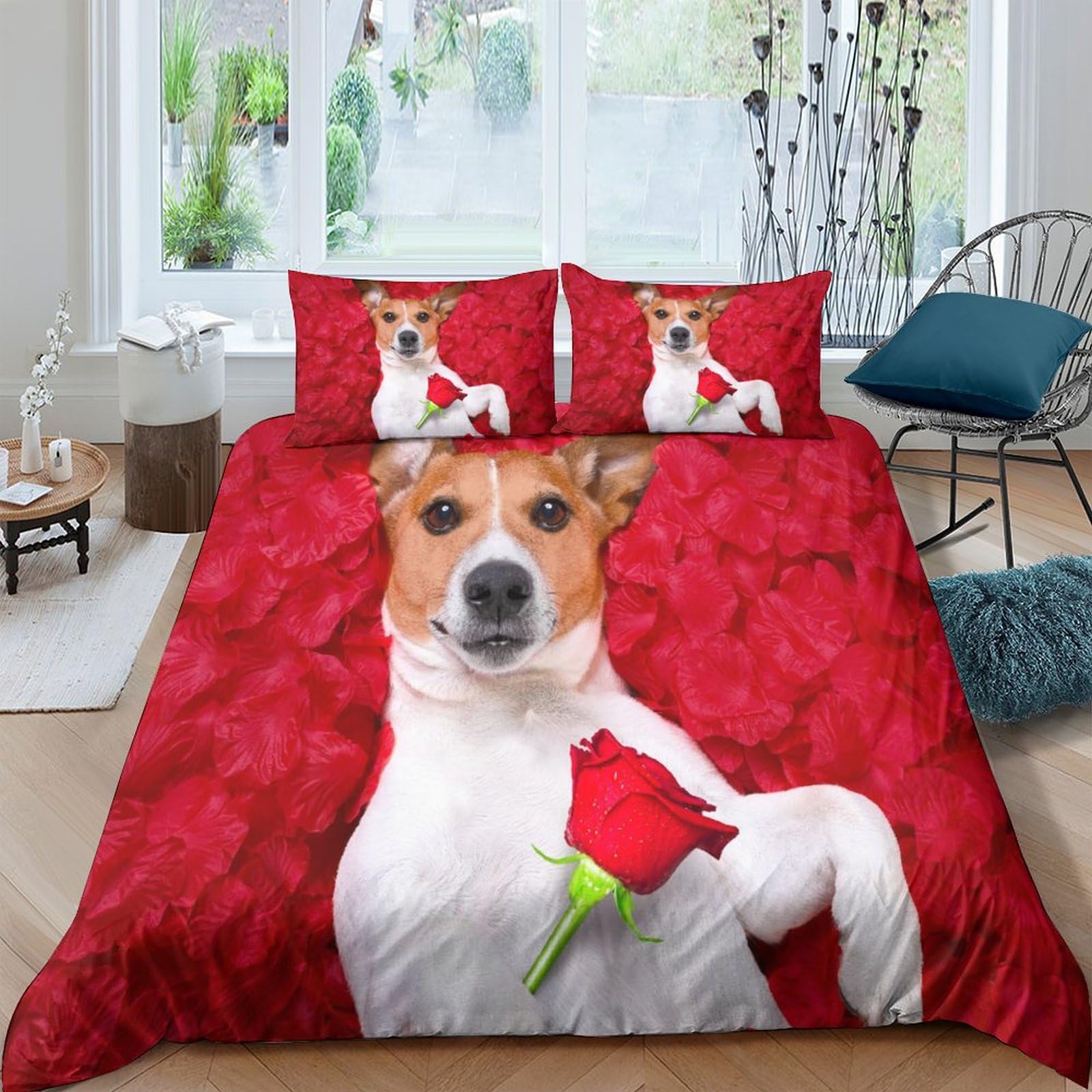 Housse de couette 3D chien pour une décoration de chambre d'enfant cocooning