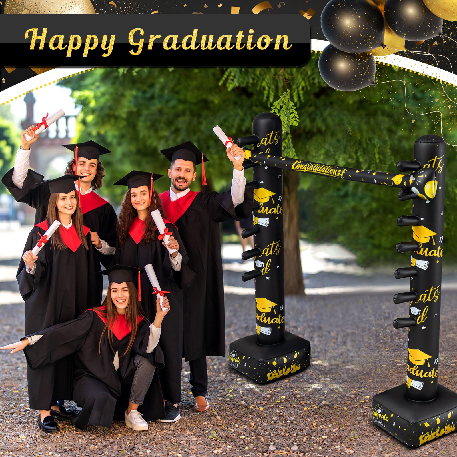Threan Graduation Inflatable Limbo Game for Kids Adults Grad Party Games Fun Carnival Limbo Stick Graduation Inflatable Decoration Supplies Outdoor Party