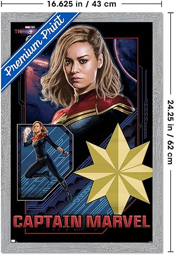 Miniatura 78 de Trends International Marvel The Marvels - Póster de pared de Capitán Marvel, 22.37 x 34.00 pulgadas, versión enmarcada en negro Versión con marco