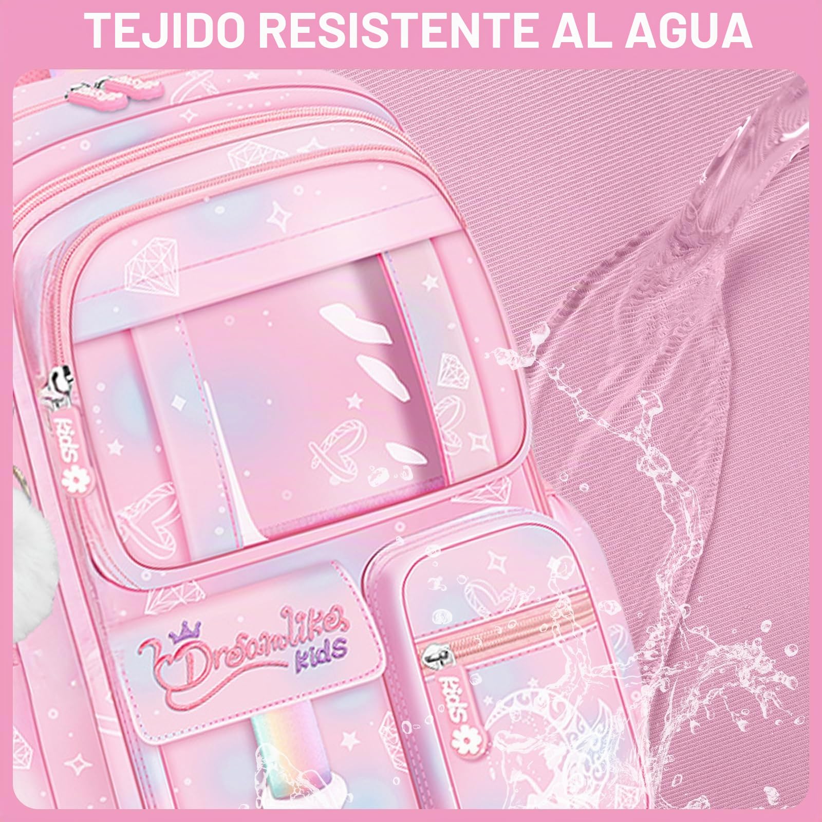 Amythe Set 3 en 1 Mochila Niña con Bolsa Almuerzo Estuche