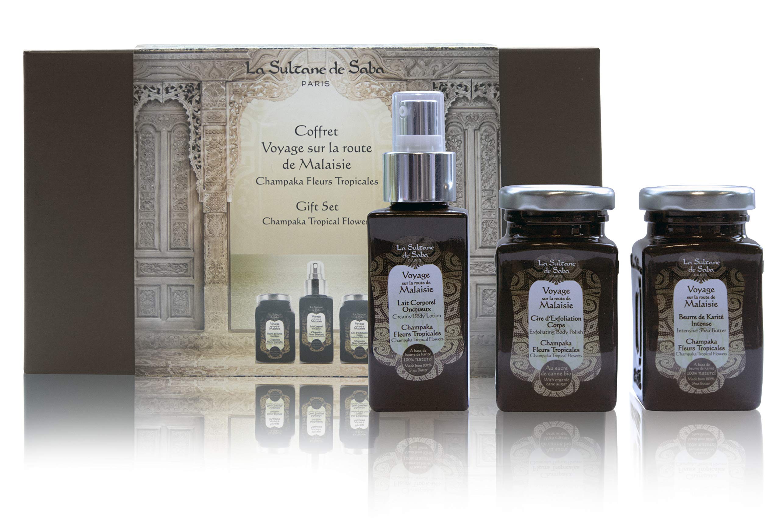 La Sultane de Saba Set mit 3 Reisen auf der Straße von Malaysia, Champaka, tropische Blumen, 250 ml