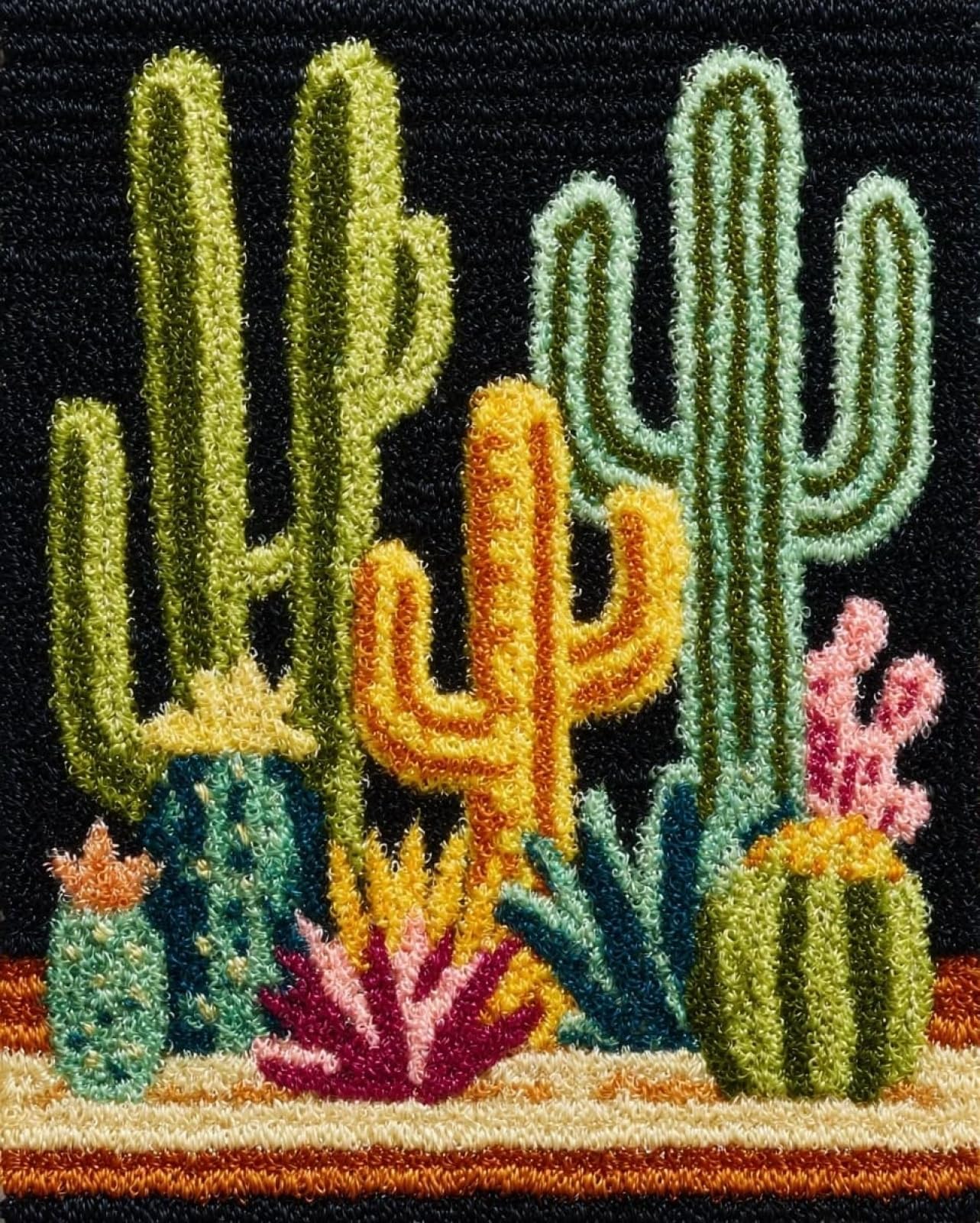 Wallphantom Latch Hook Rug Kit,Desert Cactus
