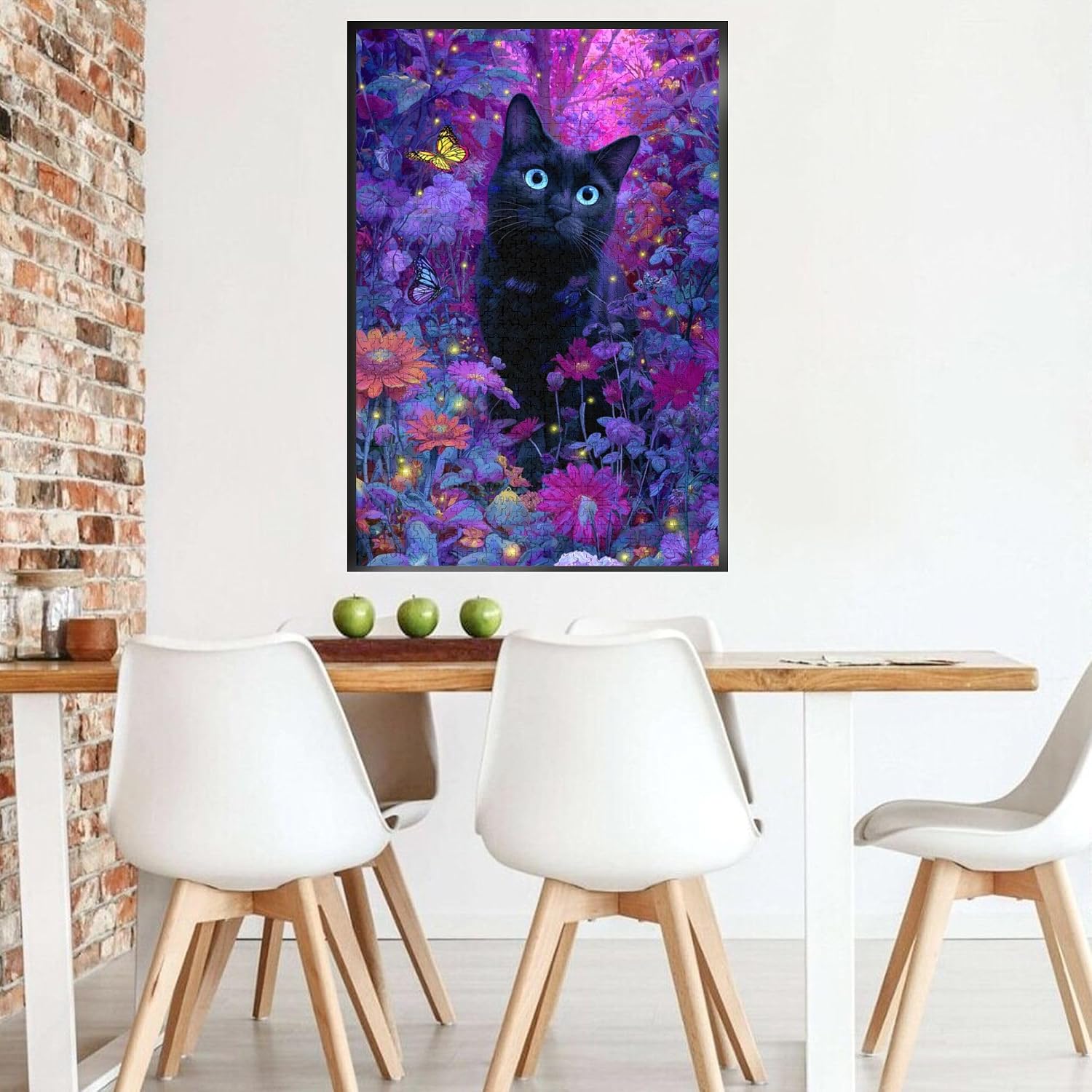 1000 Piece Puzzle for Adults – Black Cat in Enchanted Flower Garden Premium Wooden Jigsaw Puzzle， Challenging & Colorful Large Puzzle， Family Activity & Gift for Women & Grandmother