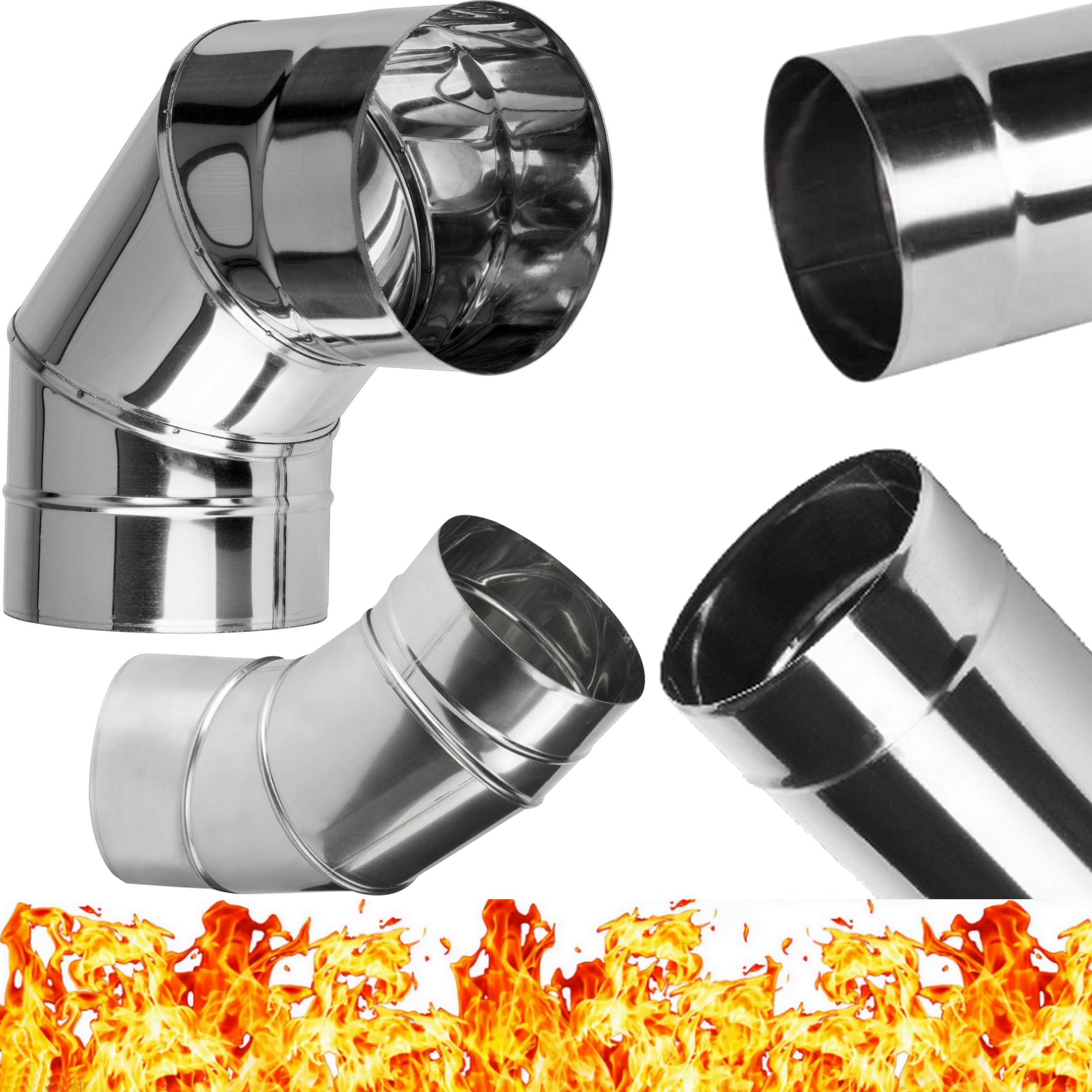 Tubo a Gomito Regolabile 0-90° in Acciaio Inossidabile INOX – Curva Orientabile da 0 a 90 Gradi per Canna Fumaria – per Liner Condotto Tuba Stufa - per Camino Fumo Acido di Scarico 200mm - Ø 200 mm