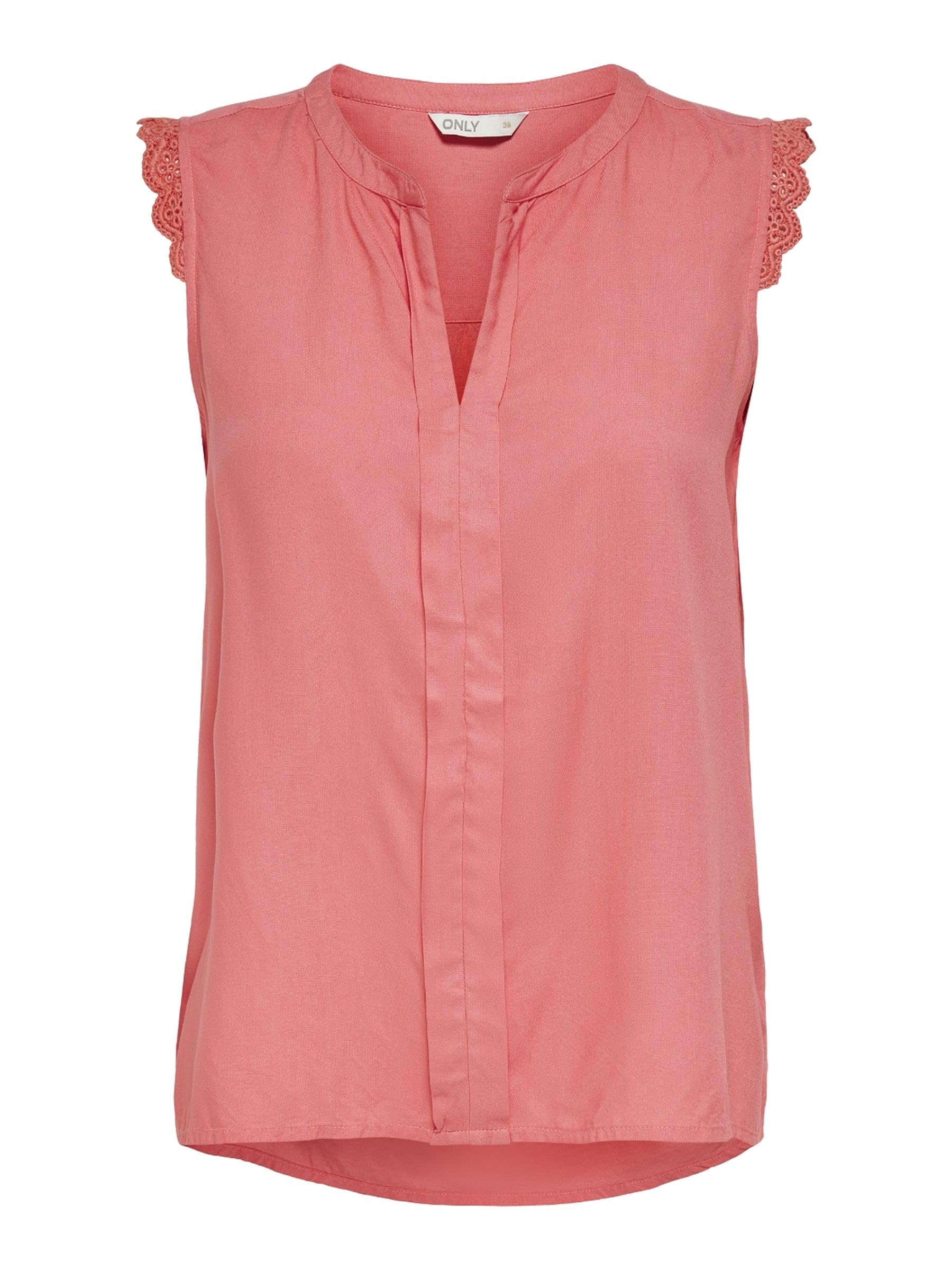 ONLY Women's Onlkimmi S/L WVN Noos Top - Pink - 8