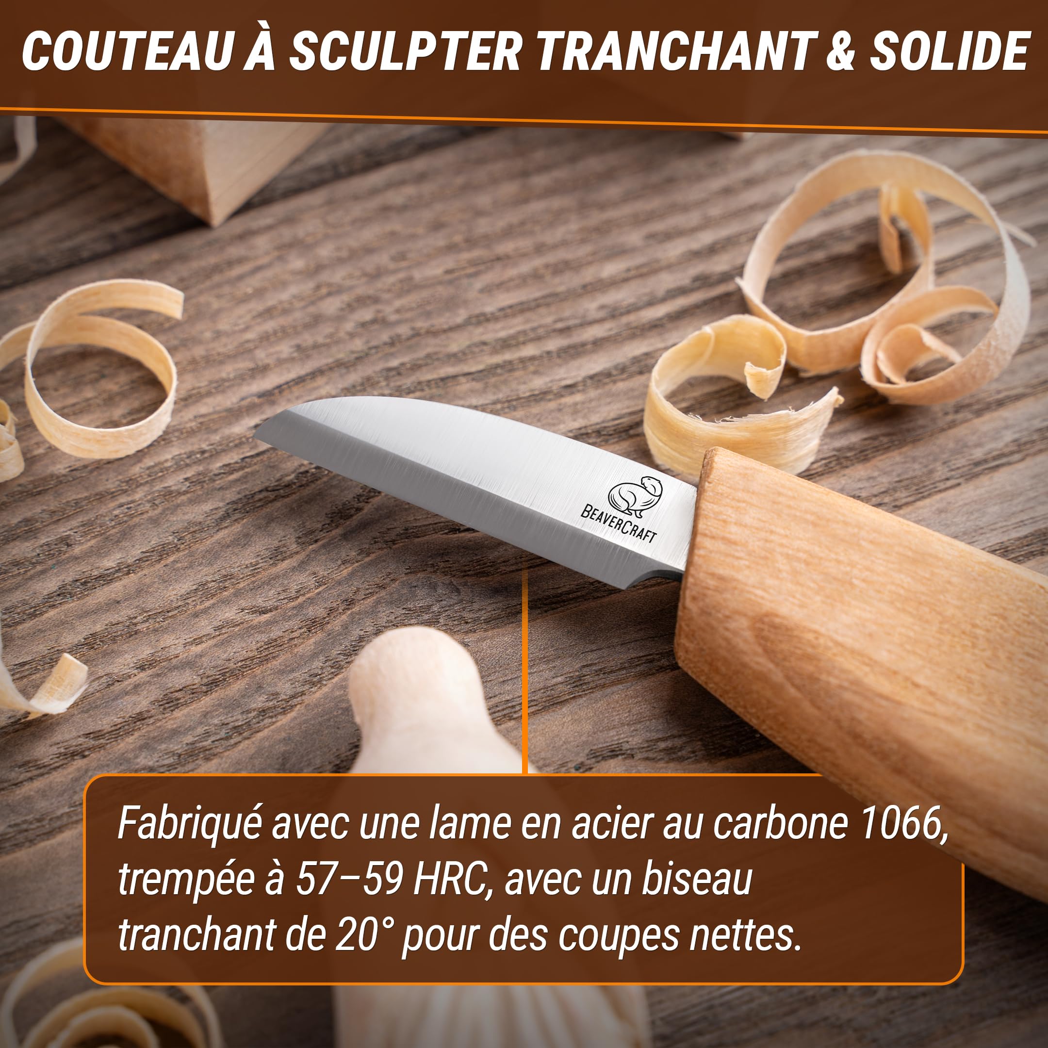 BeaverCraft Kit de sculpture sur bois pour débutants, Kit de gravure sur bois pour débutants - Outils de sculpture Kit de travail sur bois pour adultes et adolescents DIY03 Wizard