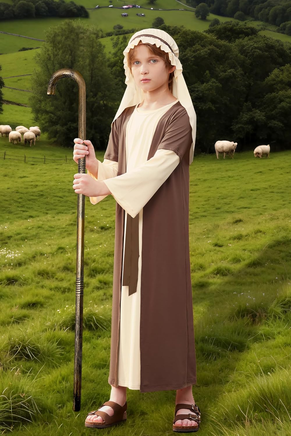 BesserBay Boys 3 Pcs Classic Joseph Outfit With Shepherd Staff 4-14 Years - Image 3