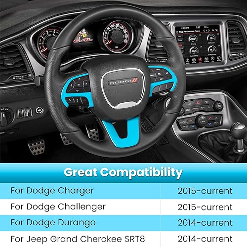 Miniatura 2 de Kit de decoración de accesorios interiores para cubierta de volante para Dodge Challenger Charger 2015-2021, para Dodge Durango y Jeep Grand