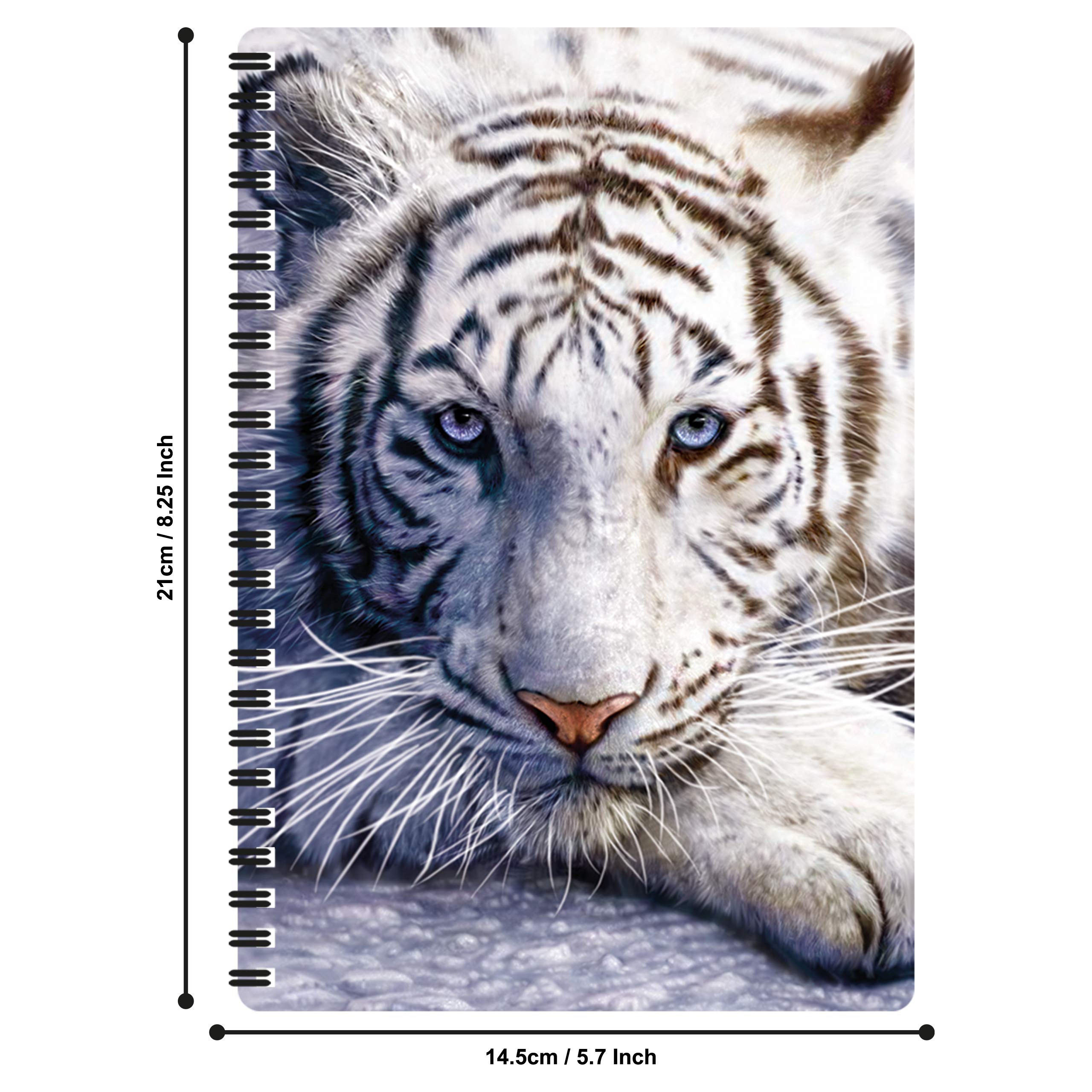 3D LiveLife Notebook - White Tiger Repose from Deluxebase. 80 Page Lined Lenticular 3D White Tiger Notebook. 8.5 x 5.5 in. School or work stationery with artwork licensed from artist David Penfound - Image 2