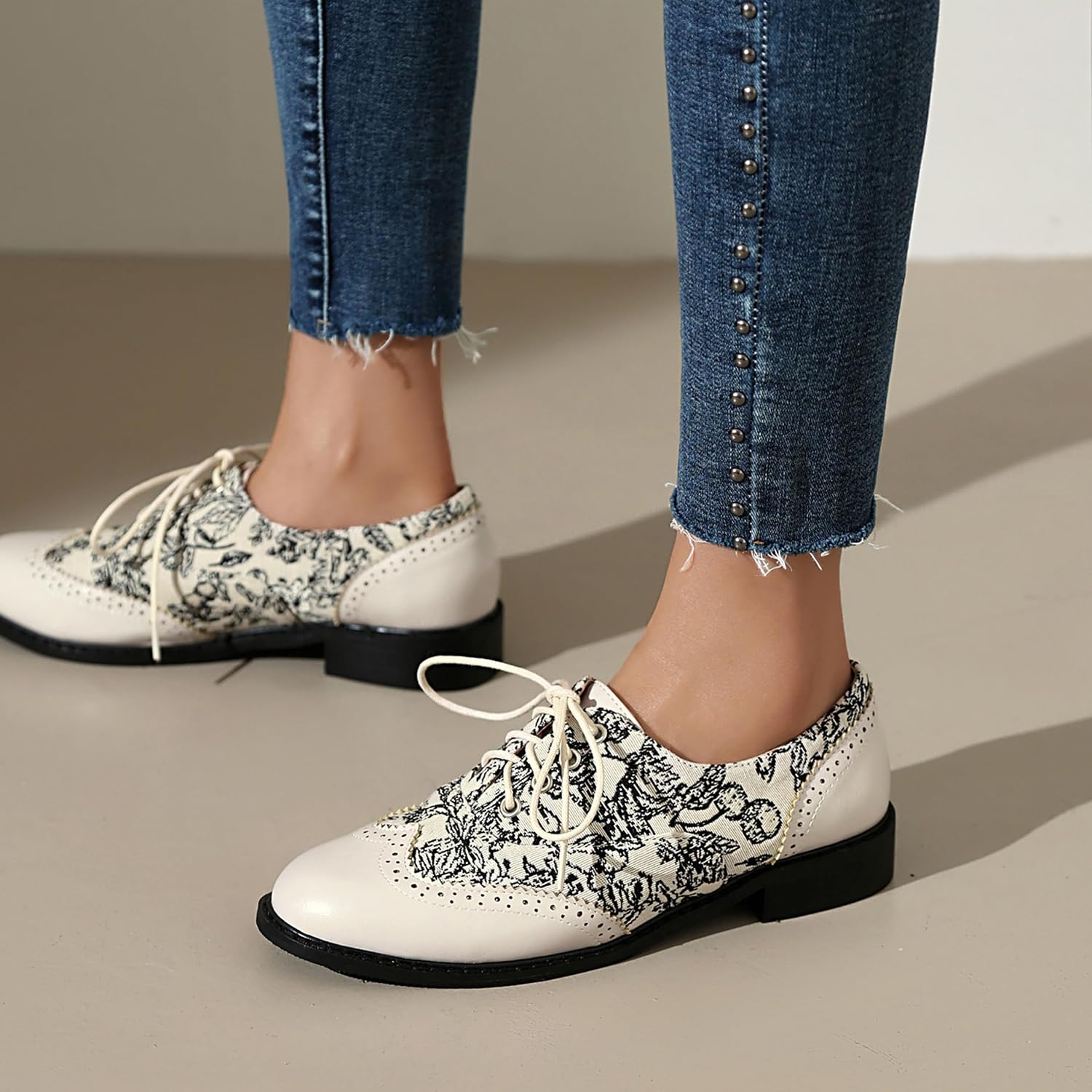 Lace Up Oxford Women Round Toe Brogue