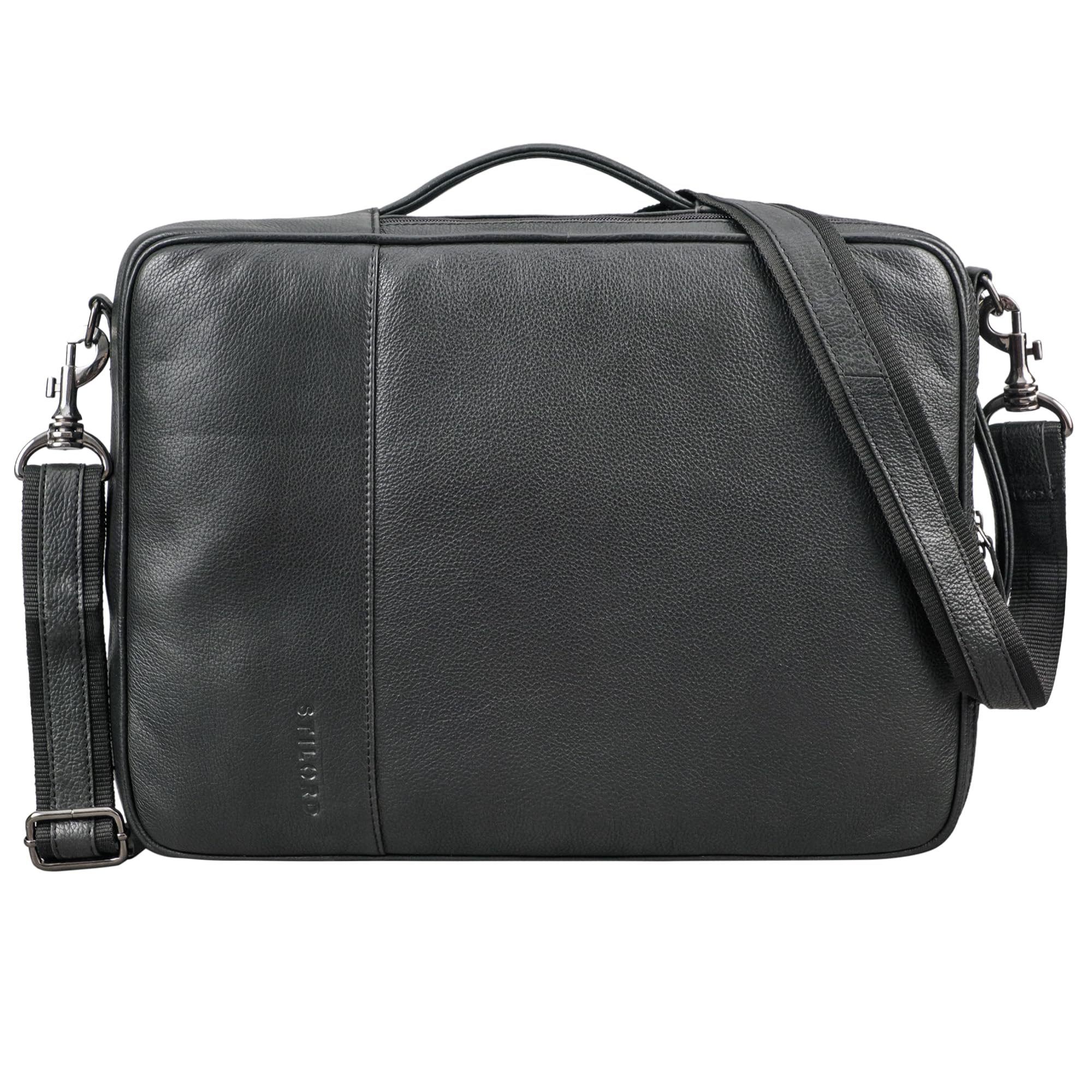 STILORD Dash Praktischer 2 in 1 Rucksack Leder XL Laptoptasche 15-16 Unisex Multifunktionstasche Umwandelbar Echtleder Aktentasche Business Anti Diebstahl Umhängetasche Farbe:Obsidian schwarz