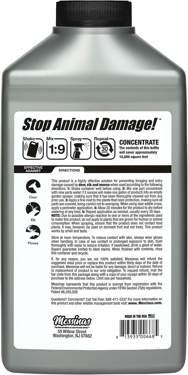 Deer Stopper II Garden Animal Repellent - Safe & Effective, All Natural Food Grade Ingredients; Repels Deer Elk, and Moose; Easy to Use, 32 fl. oz. Liquid Concentrate