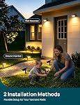 Linkind Éclairage solaire Étanche à l'extérieur IP67, StarRay Lumières solaires extérieures dusk-to-Dawn 3 Modes d'éclairage Spot solaire lumières extérieures pour jardin, cour, paysage (blanc chaud, 6 Boîte)