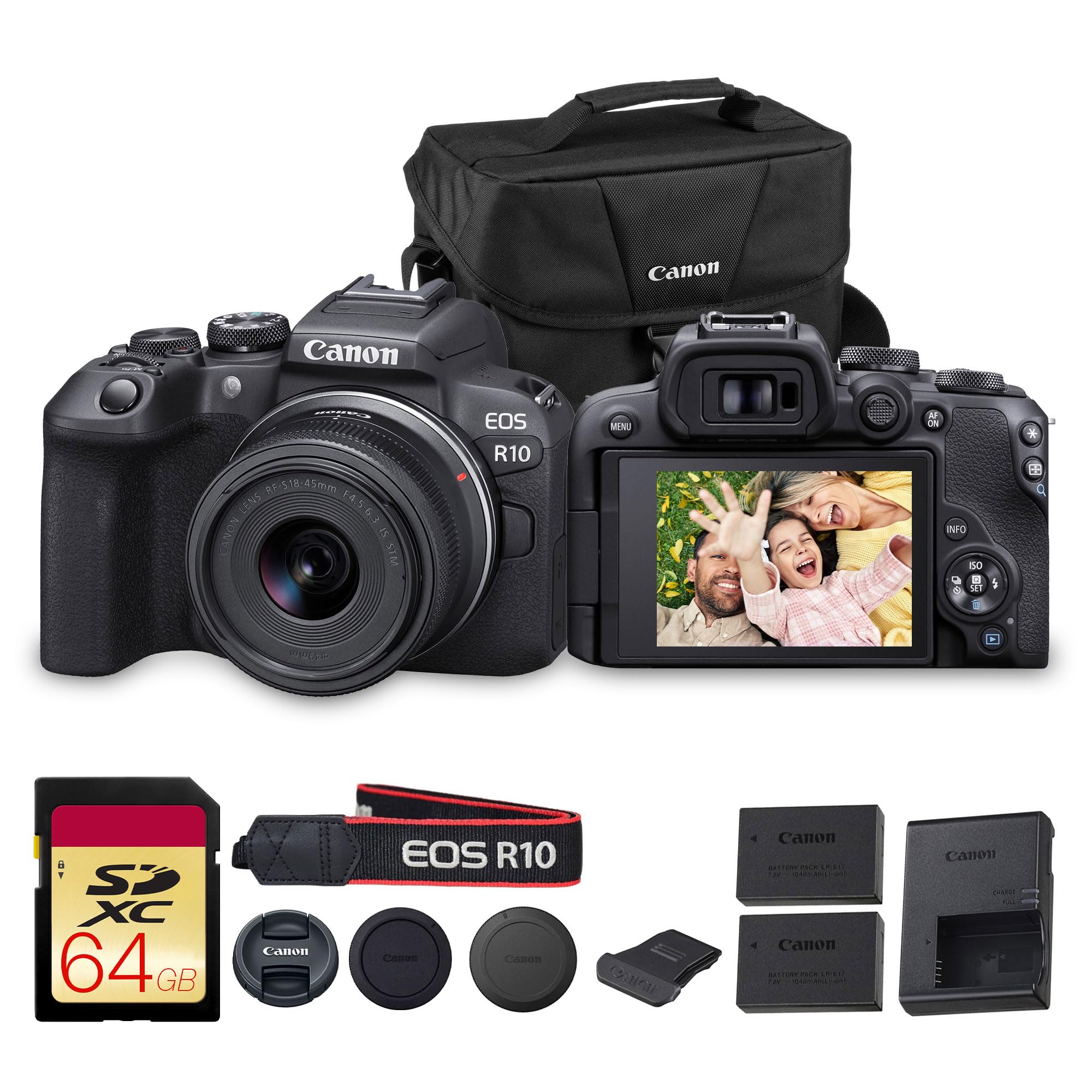 Canon EOS R10 Mirrorless Camera Kit with RF-S 18-45mm Lens | 24.2MP APS-C, 4K Video, Dual Pixel AF, Perfect for Beginner Photographers & Vloggers (5331C009) + 64GB Card + LP-E17 Battery + Shoulder Bag-picture-18