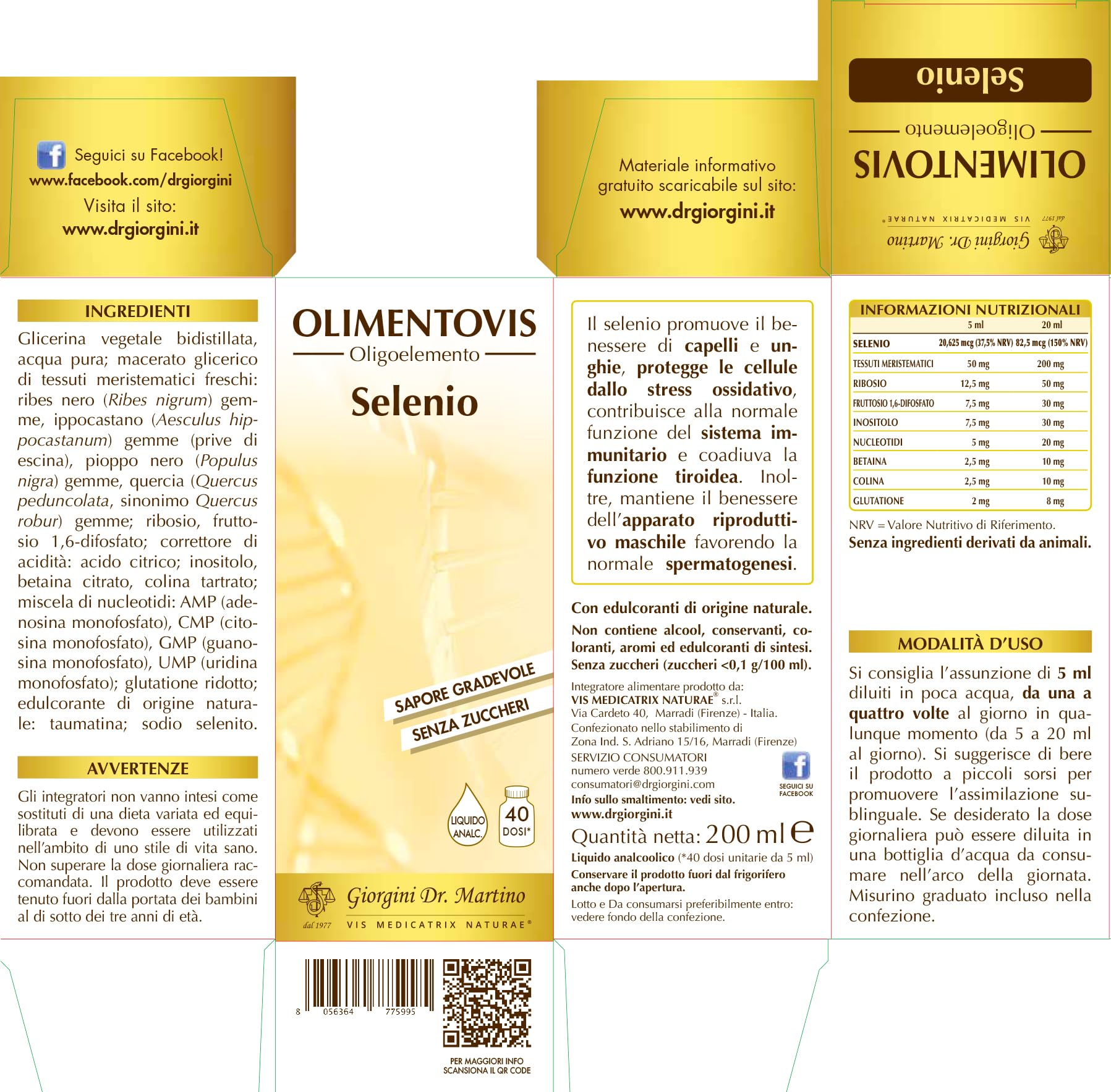 Dr Giorgini SELENIO Olimentovis Liquido Analcoolico - 200 ml