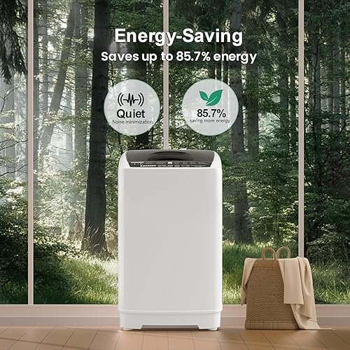 Miniatura 6 de BANGSON 1.31cu.ft Portable Washing Machine, Full-Automatic Washing Machine with 8 Programs 6 Water Levels, Drain Pump and LED Display, Compact