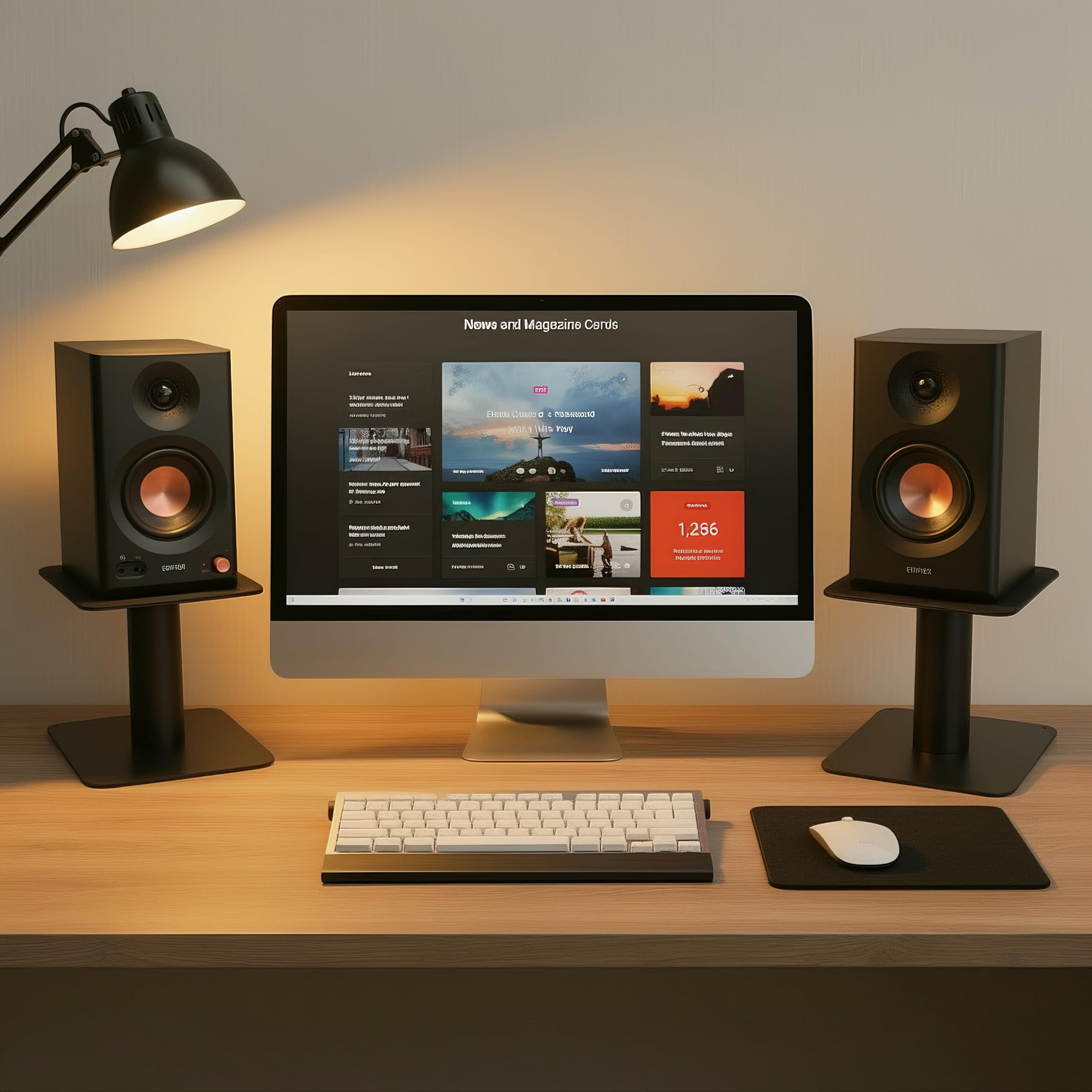 4-6.5 Inch Desktop Speaker Stands with Cable Management, 20kg Heavy Duty Steel Desk Speaker Stand for Bookshelf Speakers & Studio Monitors, Stable Desktop Speaker Stand Pair, Cleaner Desk Audio Setup — view 7