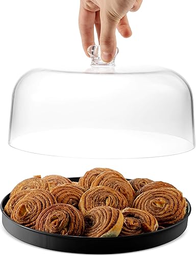 Miniatura 4 de Godinger - Soporte para tartas con cúpula, servidor de plato para tartas, bandeja de servicio de metal y tapa acrílica a prueba de roturas