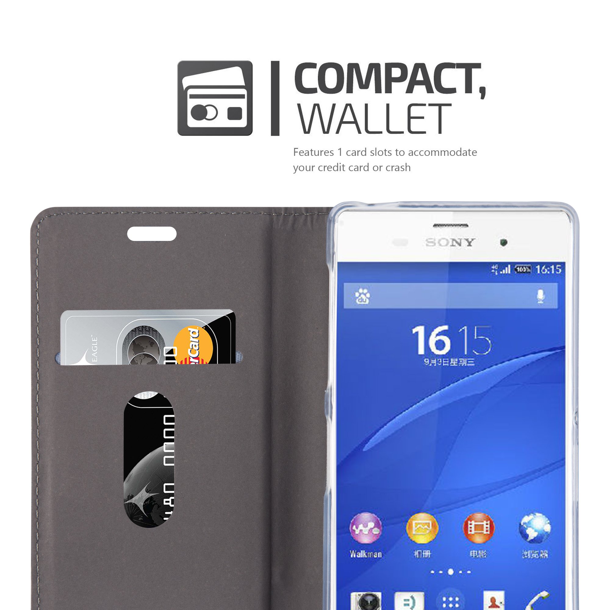 Custodia in morbida pelle per Sony Xperia, cover con patta