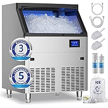 Coolake Commercial Ice Maker Machine 320lbs/24H with 120lbs Storage, Stainless Steel Under Counter Freestanding Ice Maker, Water Filter Reduce Scale up to 99% for Home Bar Restaurant, ETL Approval