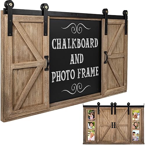 Excello Global Products Rustic Wood Chalkboard with Four 4x6 Hideaway