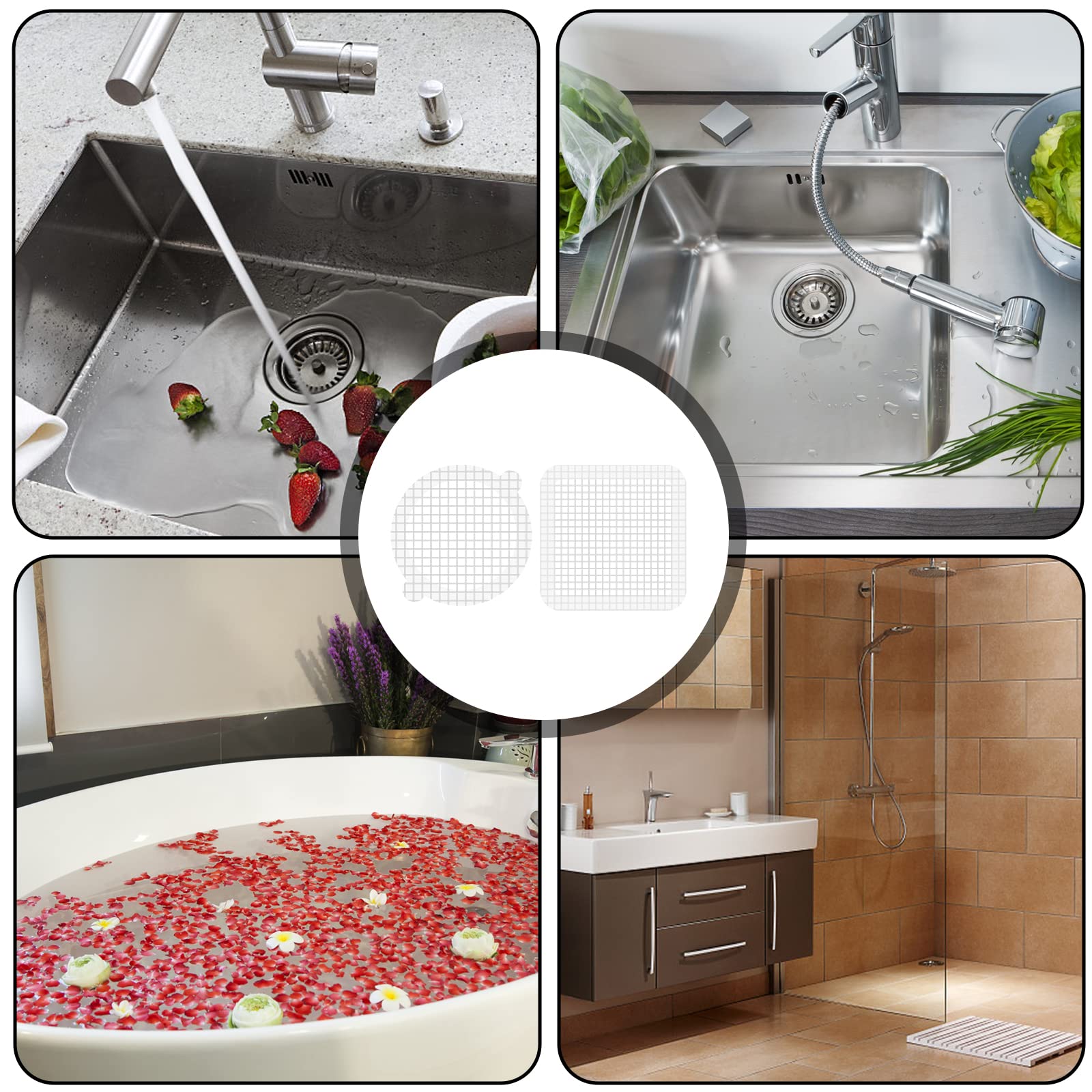 40 Pezzi Retine Filtro Scarico | 10x10 Cm | Per Doccia, Lavandino, Cucina | Anti Intasamento Capelli - Foto 4