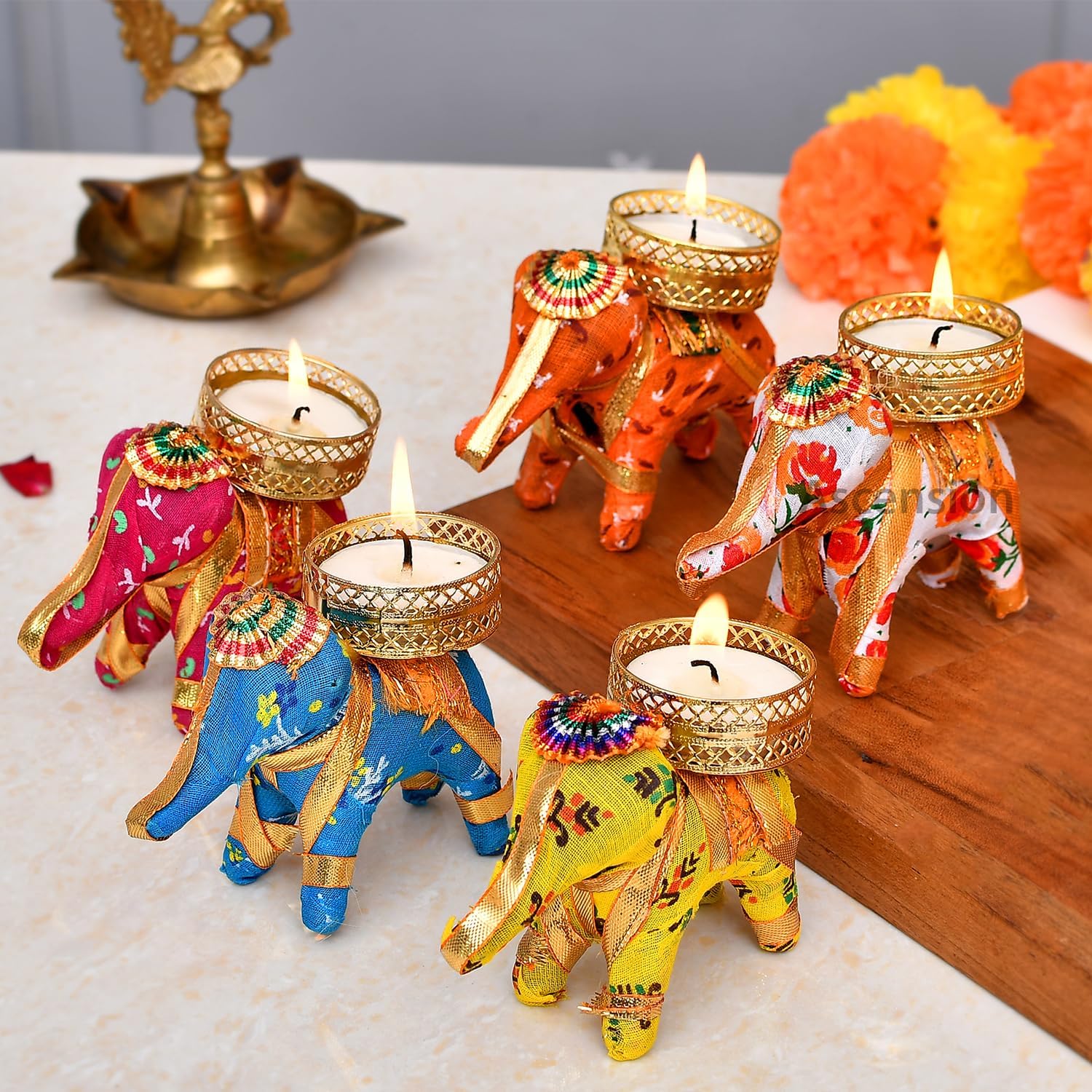 Ascension Set of 4 Peacock Designer Tealight Candle Holders (Design 7)