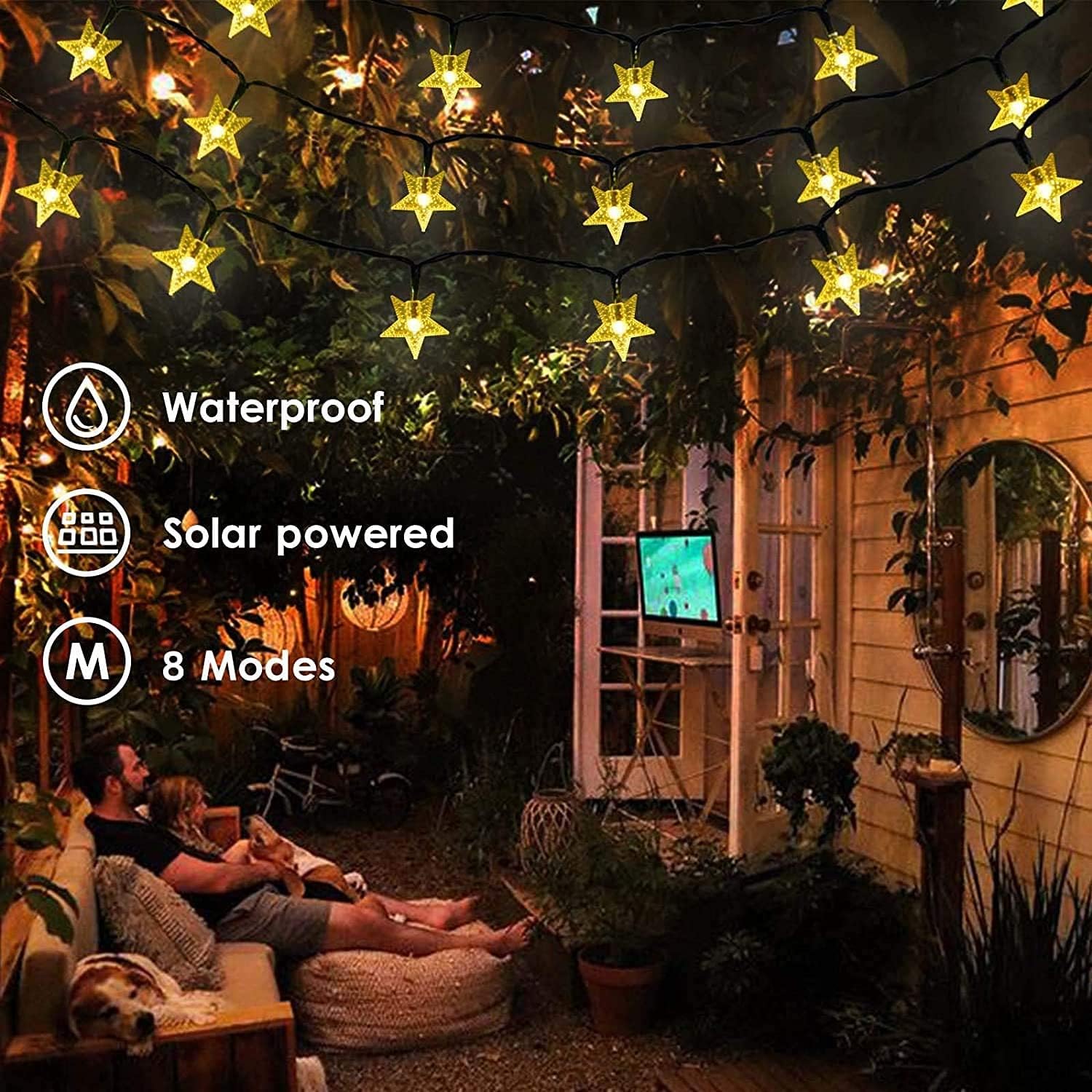 Useber Solar Lights Outdoor Garden, Waterproof 50 LED 24Ft Solar Garden Lights Outdoor Solar Fairy Lights Decorative Lighting for Garden, Home, Party, Patio (Star Lights) 7 81doFif2SFS. AC SL1500