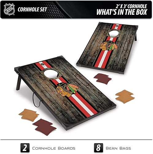 Miniatura 2 de NHL Pro Hockey sobre hielo 2' x 3' MDF madera Deluxe Cornhole Set por Wild Sports, viene con 8 pufs  perfecto para portón trasero, al aire libre,