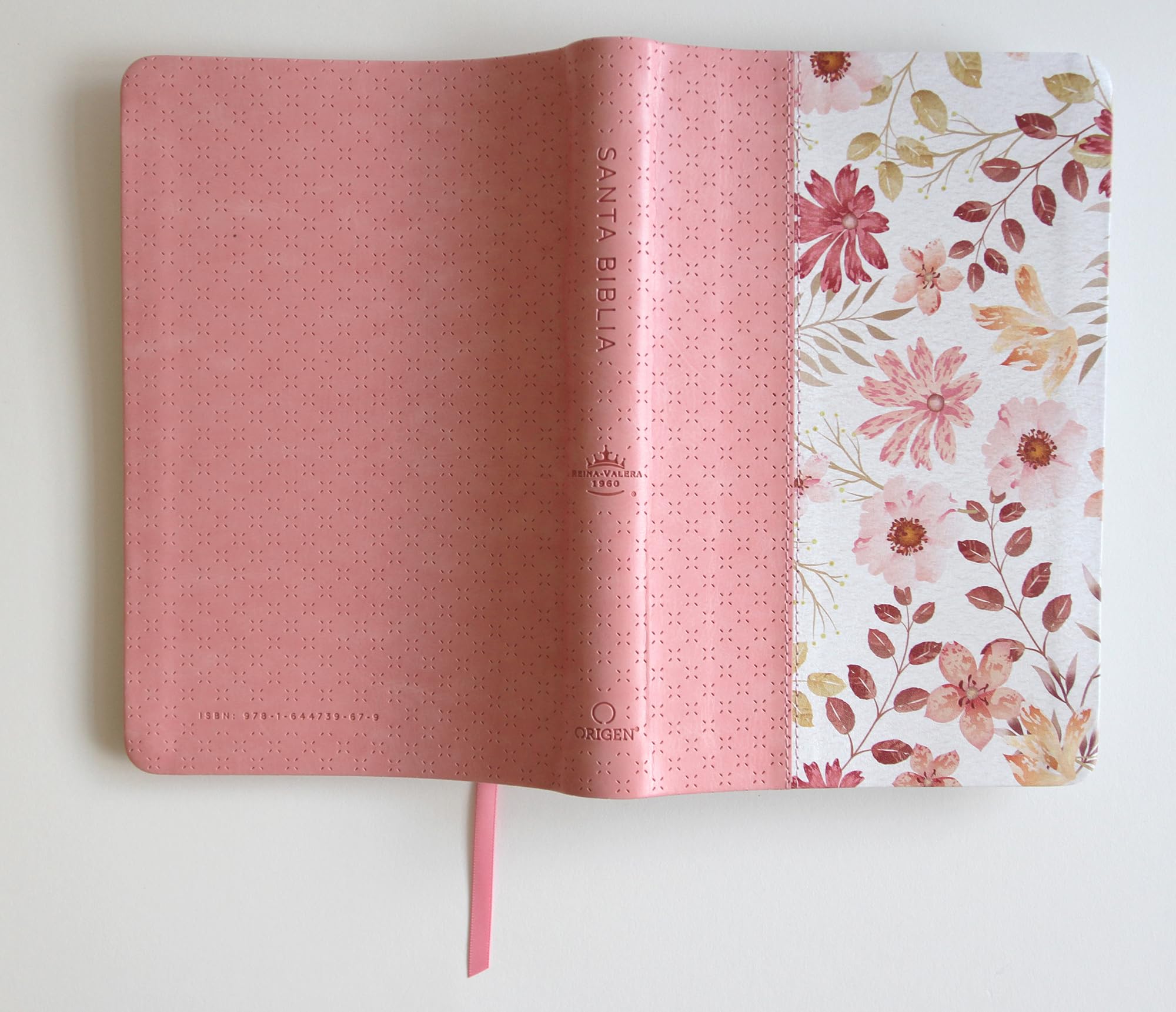 Biblia Reina Valera 1960 letra grande. Piel rosada con flores, tamaño manual / S panish Bible RVR 1960 Large Print. Imitation Pink Leather With ... ribbon marker, and images of the Holy Land