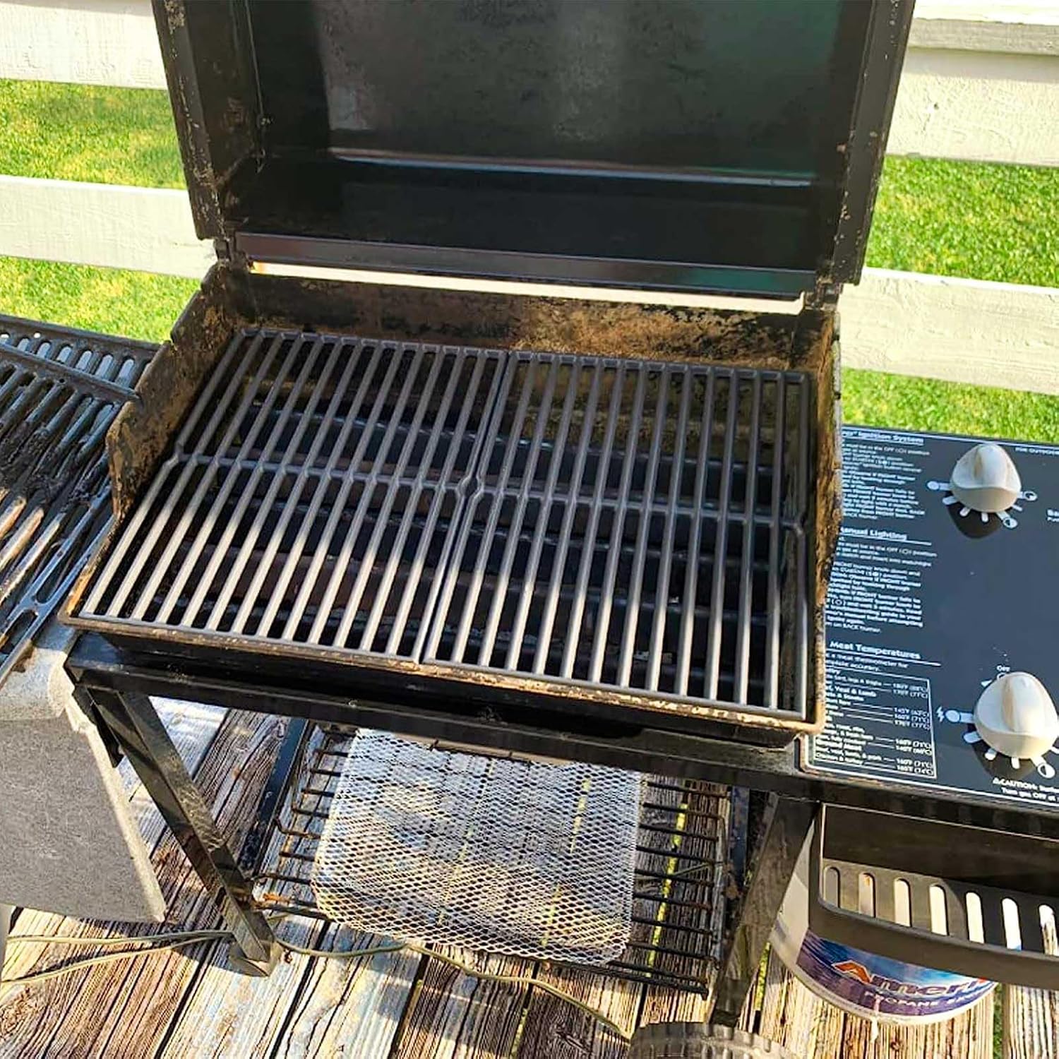 GRISUN 38cm x 28.6cm Grillroste für Weber Spirit 200 Serie mit Seitenbedienfeld, für Spirit E210, für Genesis Silver A, Spirit 500, Gusseiserne Grillroste für Weber 7522, 7523, 7521, 65904, 65905