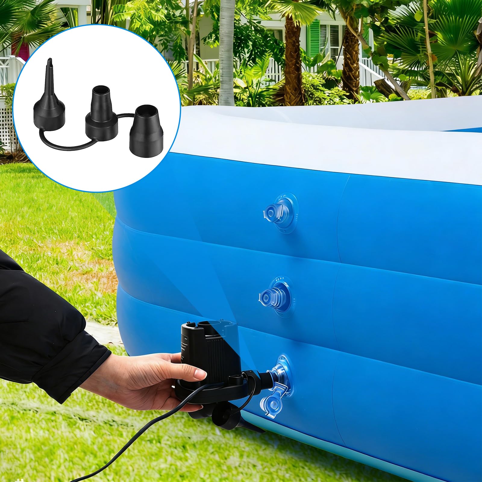 Adattatore per Pompa SUP, Convertitore Pompa Aria, Adattatore per Kayak, Adattatore SUP Compressore con 3 Ugelli Valvola Aria per Barca, Kayak, Canoa, Paddle Board