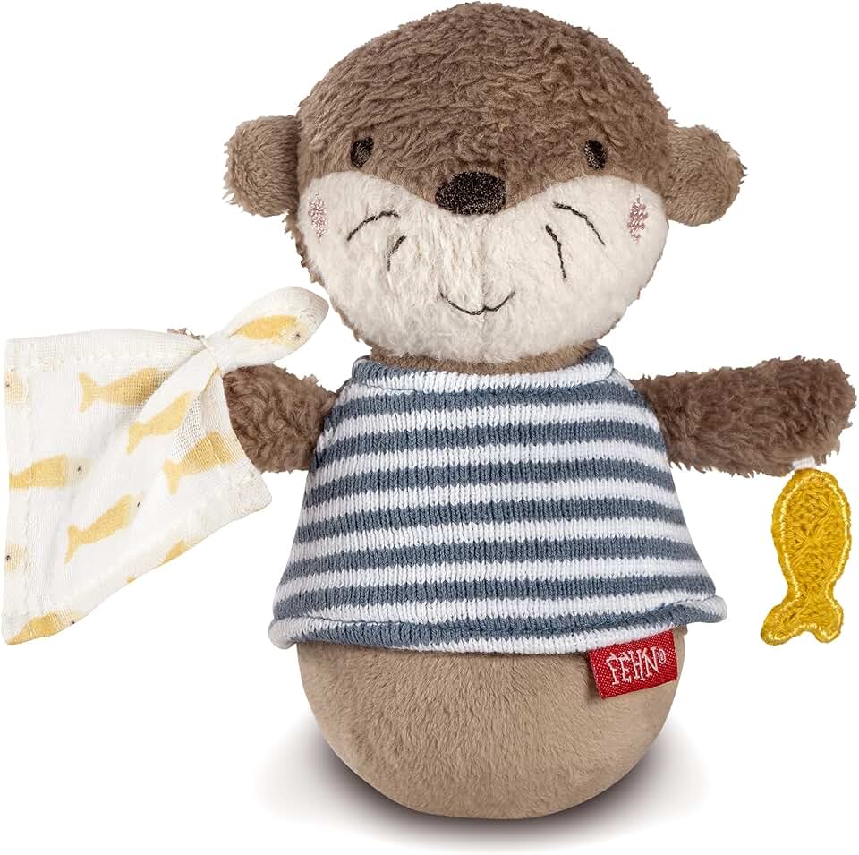 Fehn Mini-Stehauf Otter – Lustiges Motorikspielzeug zum Greifen, Tasten, Fühlen und Stupsen – Für Ba