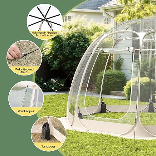 Miniatura 4 de Tienda de campaña de burbujas emergente para 8 a 14 personas con techo impermeable y ventanas de ventilación, refugios de campamento de 10 a 12