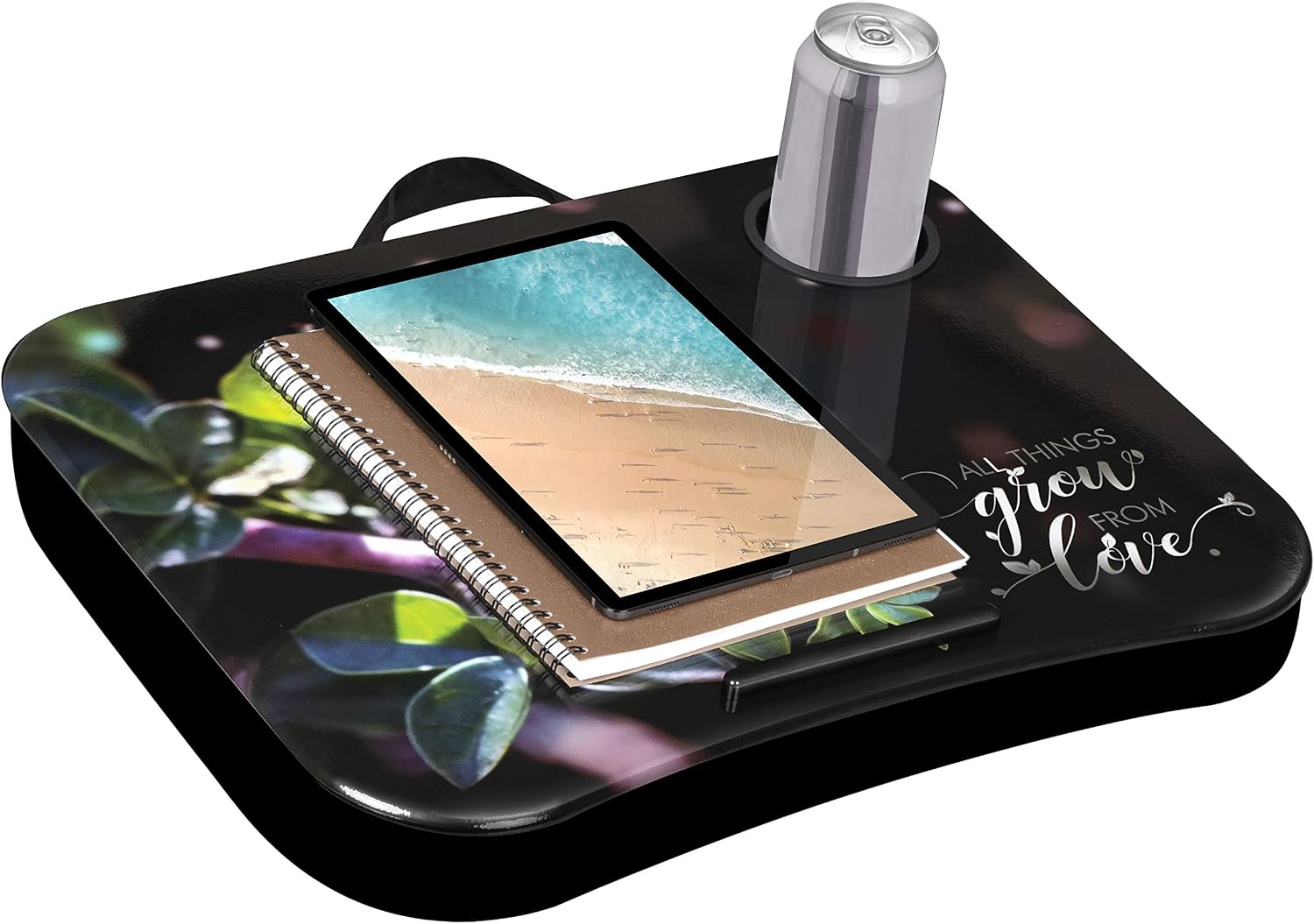 LapGear Cup Holder Lap Desk with Device Ledge - All Love - Fits up to 15.6 Inch Laptops - Style No. 46306
